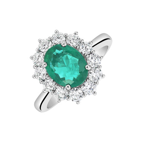 Diamond ring with Emerald Princess Aurora