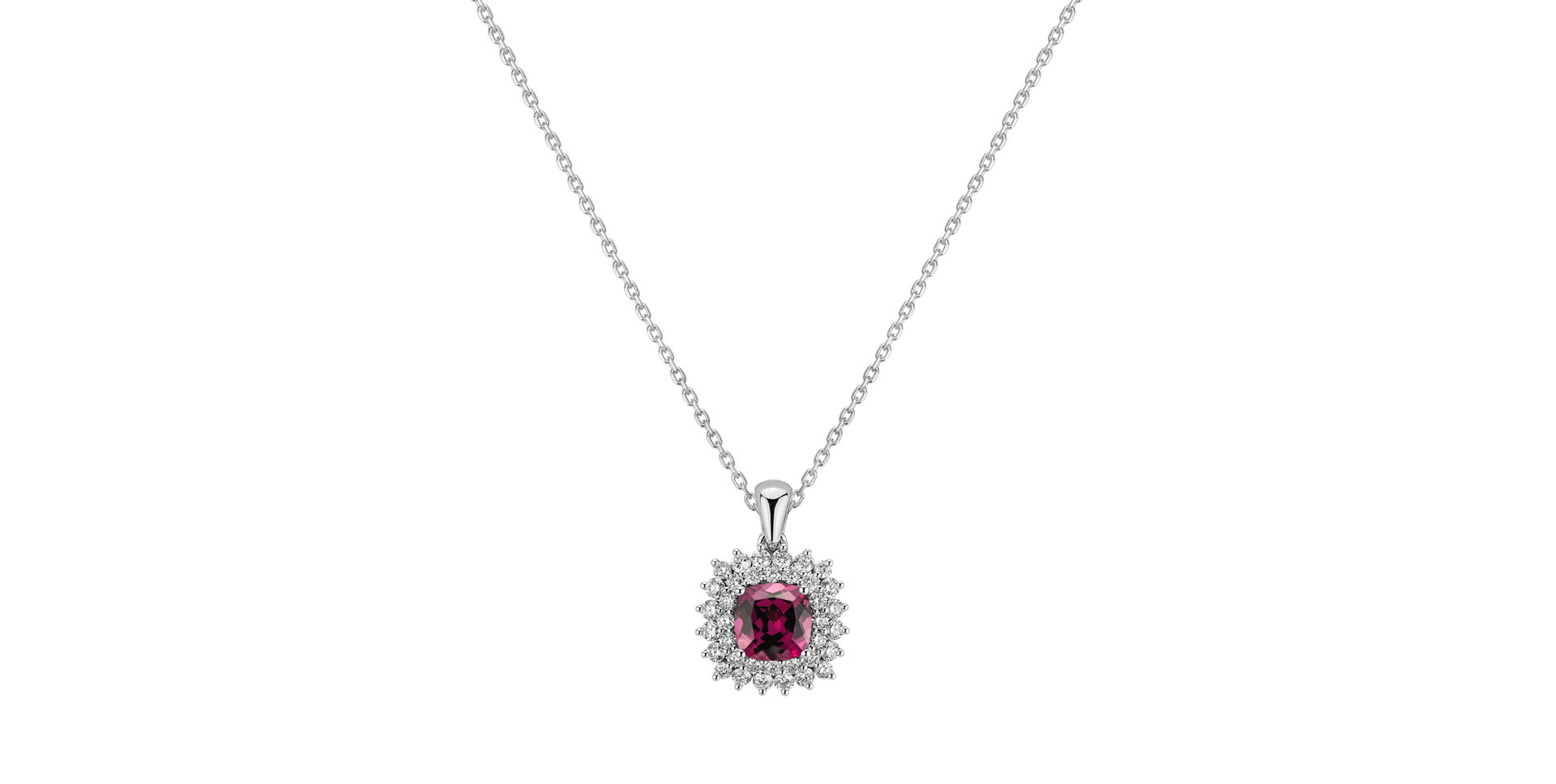Diamond necklace with Rhodolite Majestic Glory