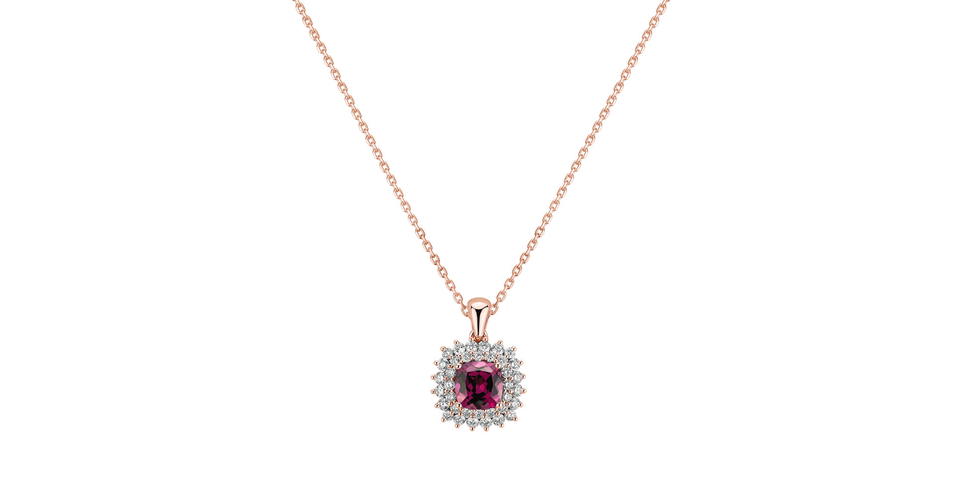 Diamond necklace with Rhodolite Majestic Glory