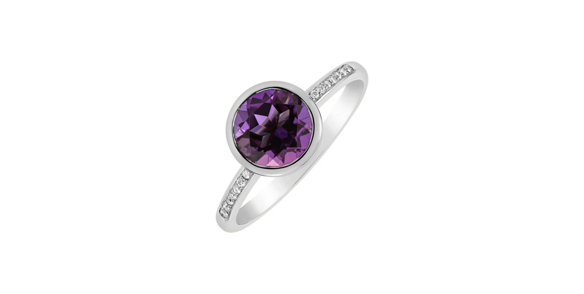 Diamond ring with Amethyst Regal Elegance