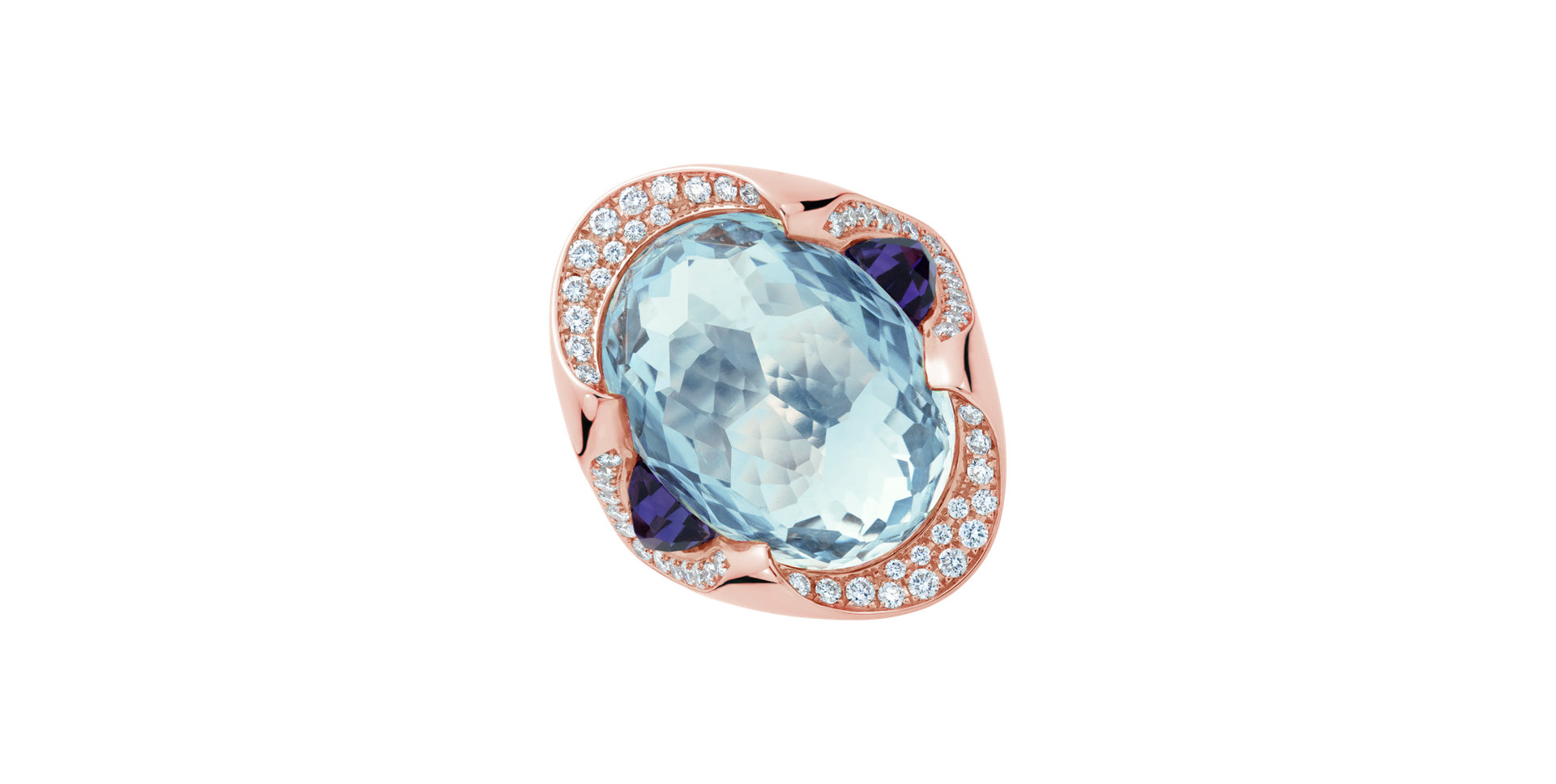 Diamond ring with Topaz and Amethysts Viridian Grace