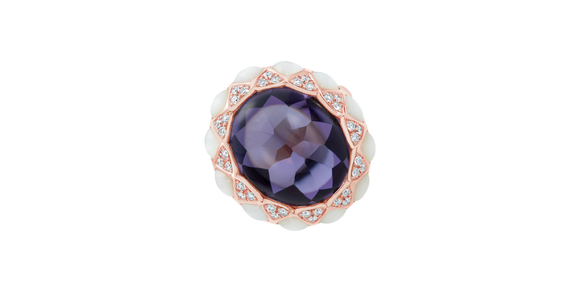 Diamond ring with Amethyst and Pearl Lunaria Crown