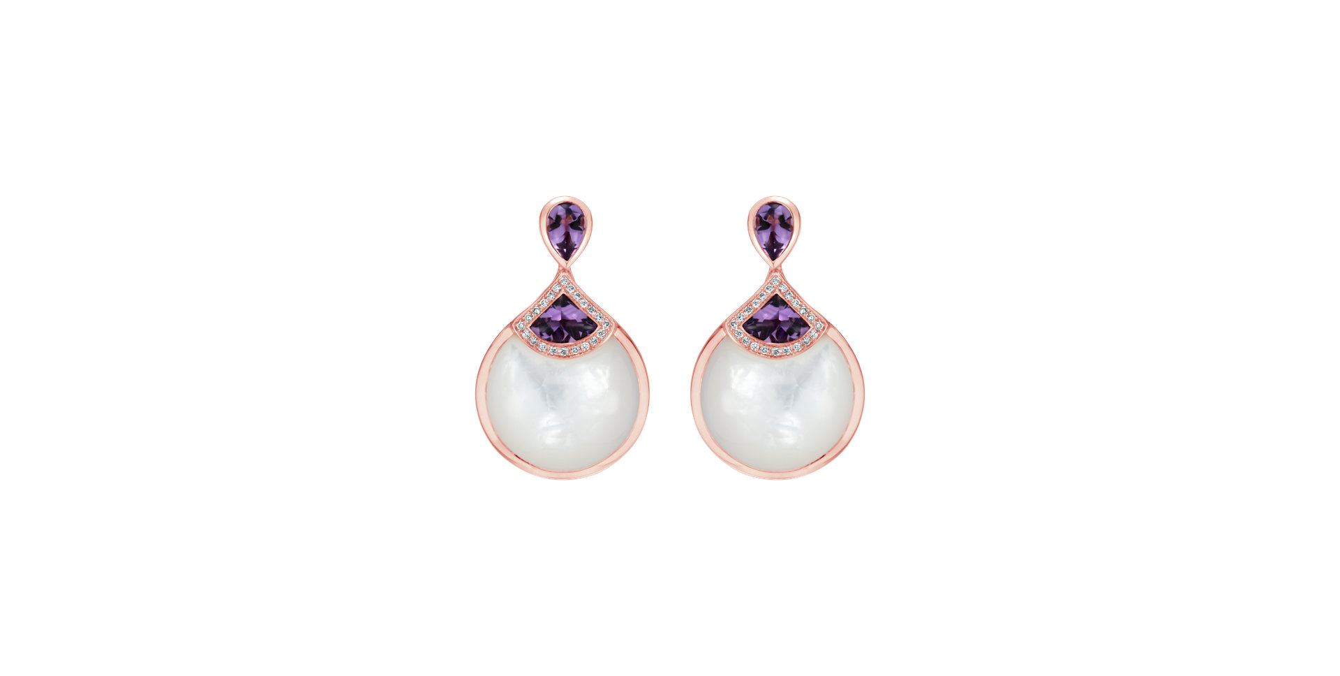 Diamond earrings with Amethyst and Pearl Velaryn