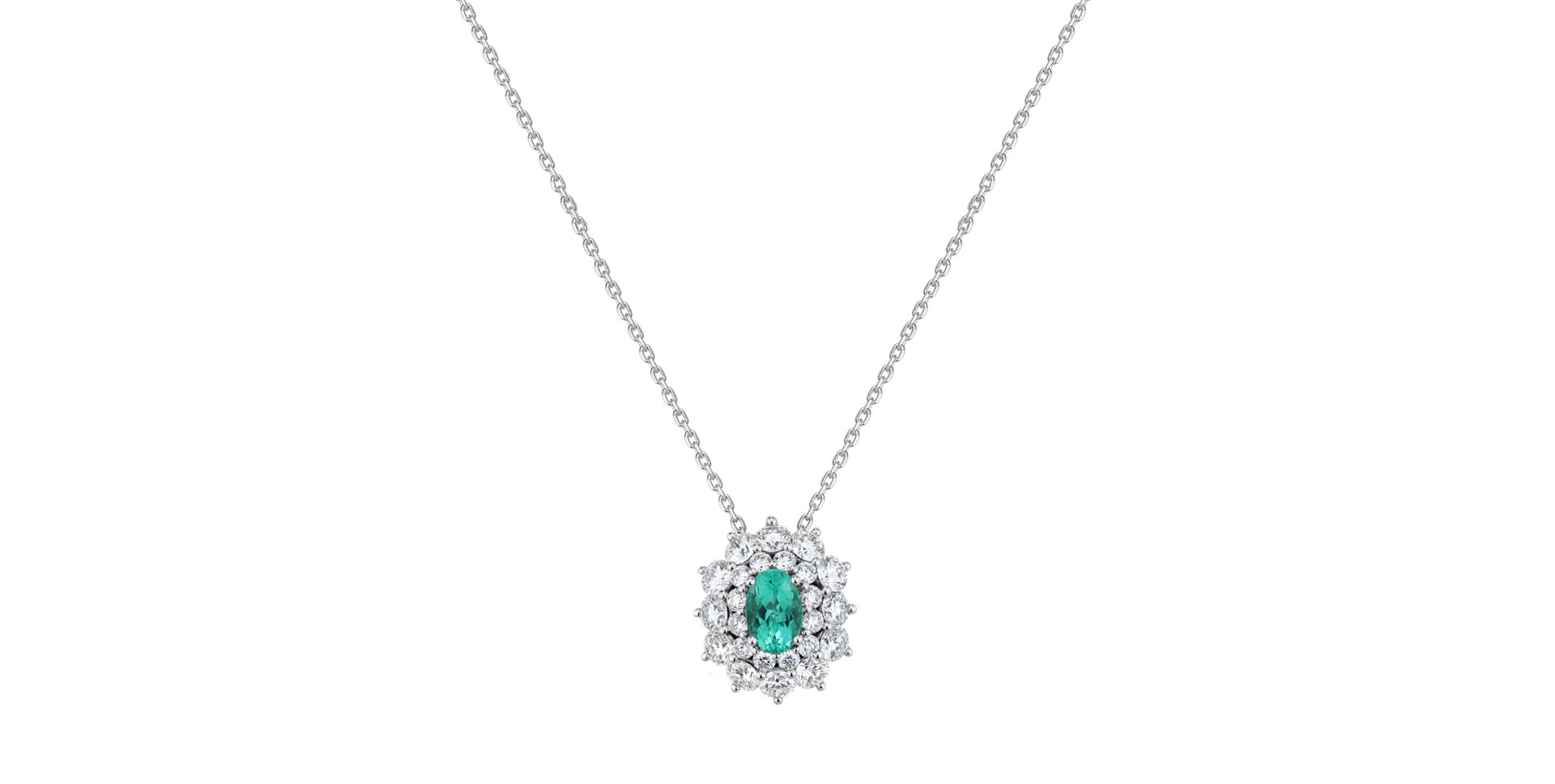 Diamond necklace with Paraiba Queen of Paraiba