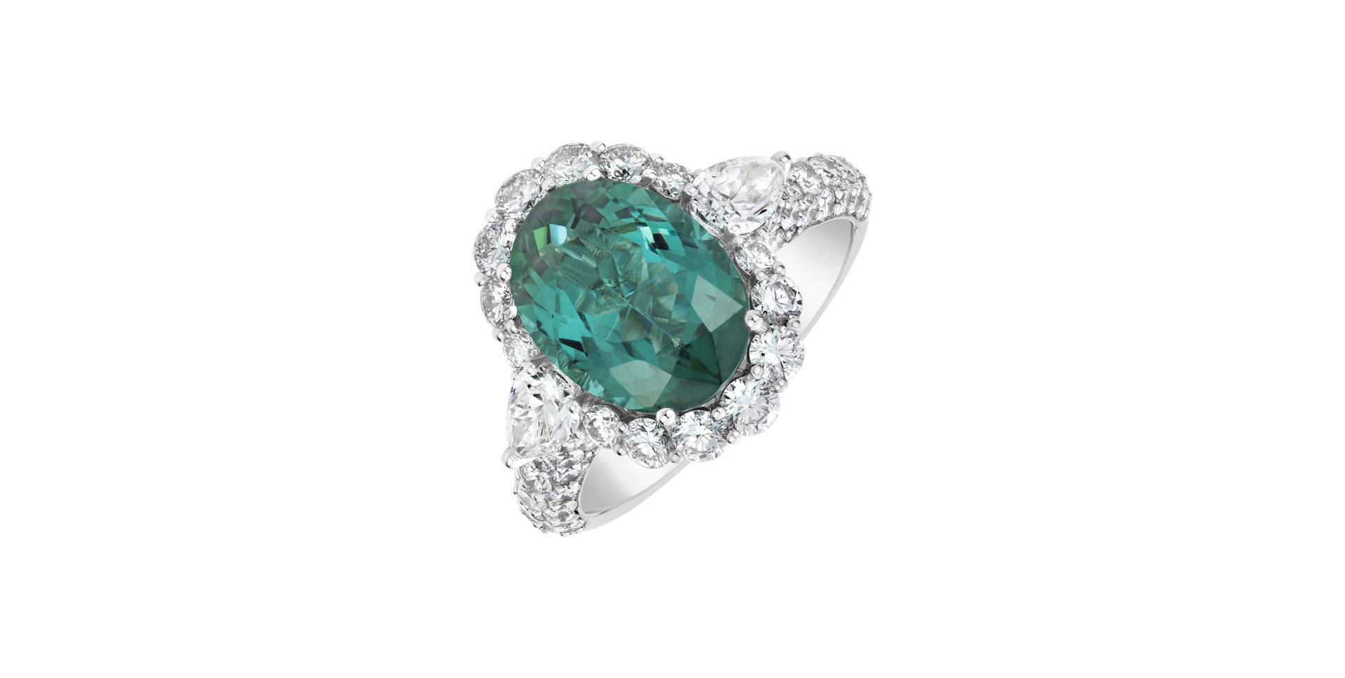 Diamond ring with Tourmaline Lorienth
