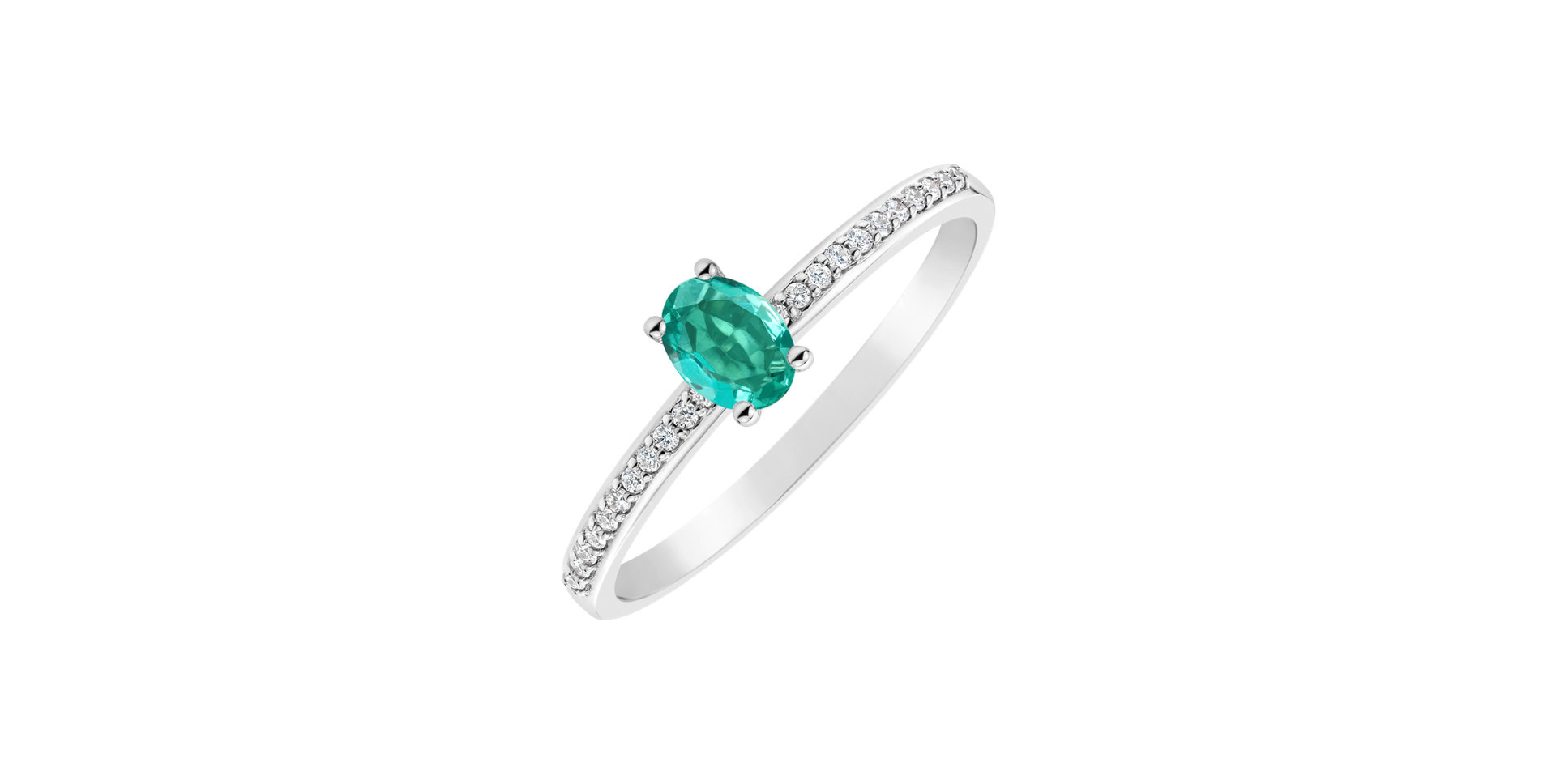 Diamond ring with Emerald Meliora