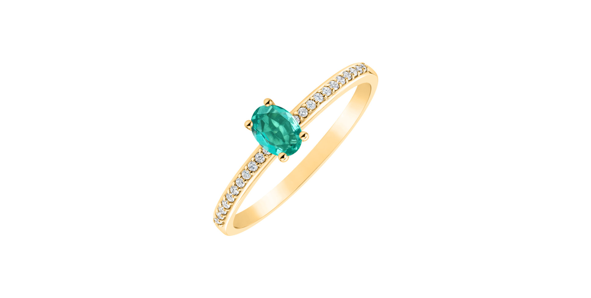 Diamond ring with Emerald Meliora
