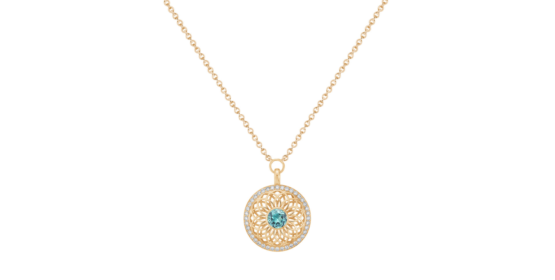 Diamond necklace with Apatite The Spiral of Life