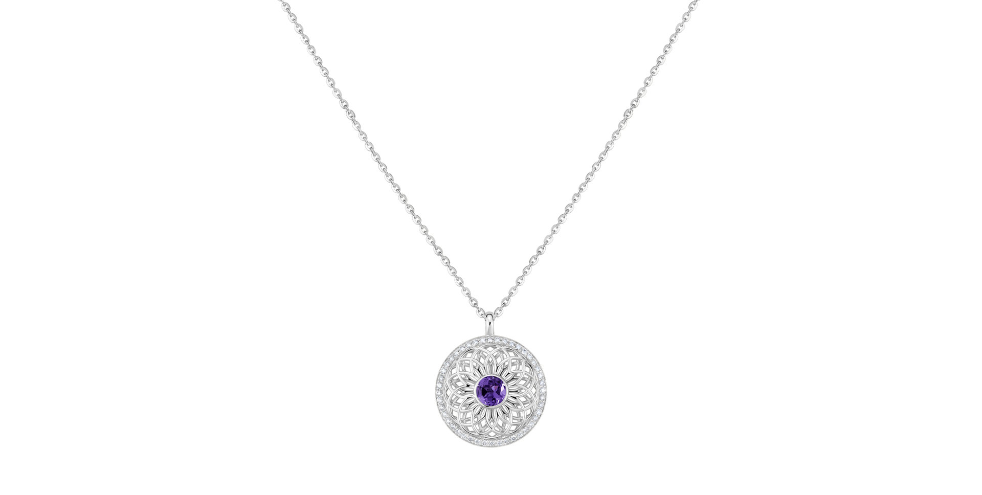 Diamond necklace with Amethyst Heart of Star