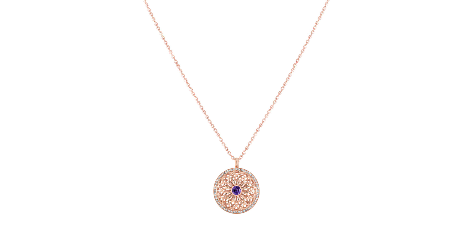 Diamond necklace with Amethyst The Spiral of Life