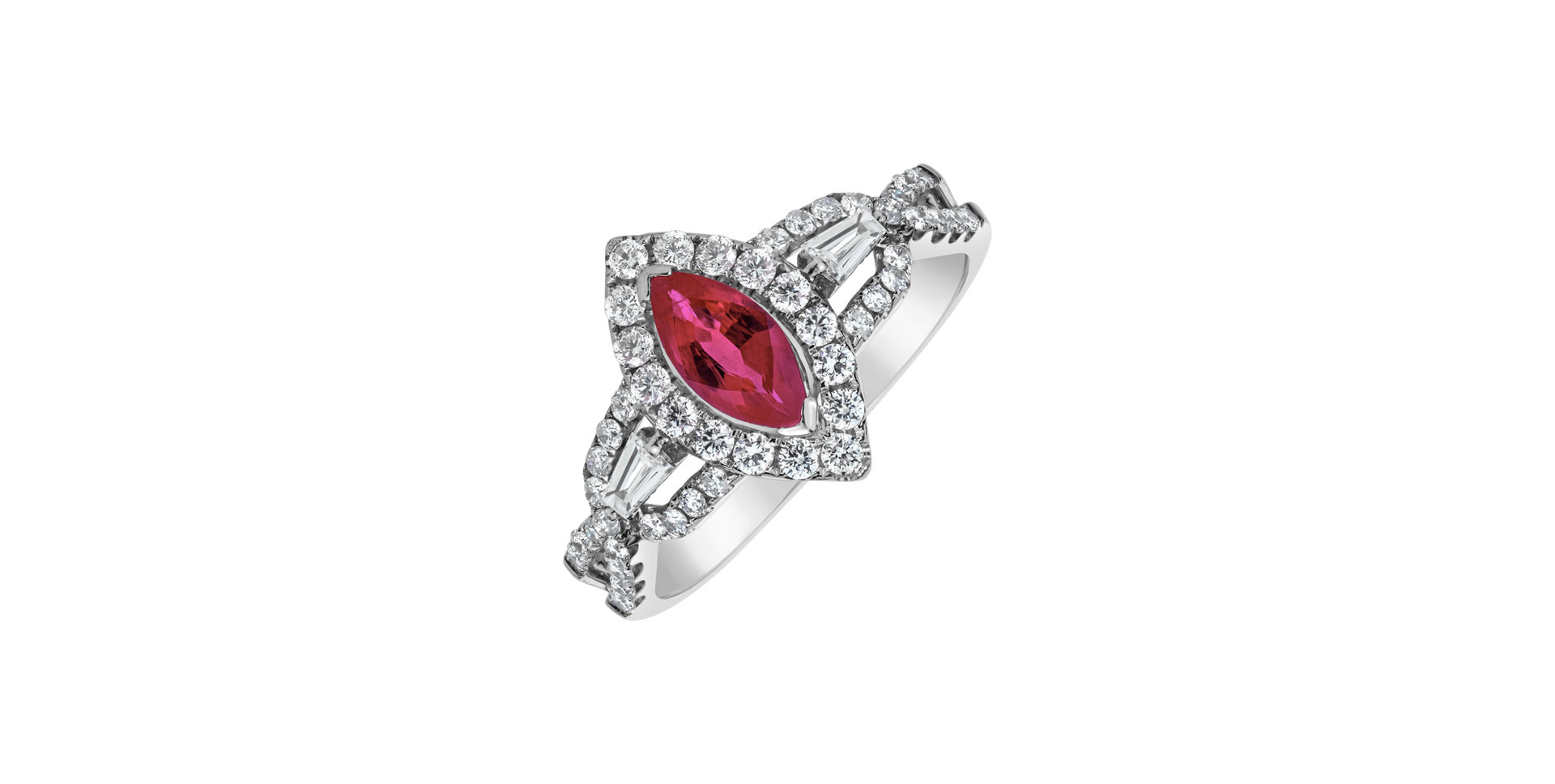 Diamond ring with Ruby Tessora