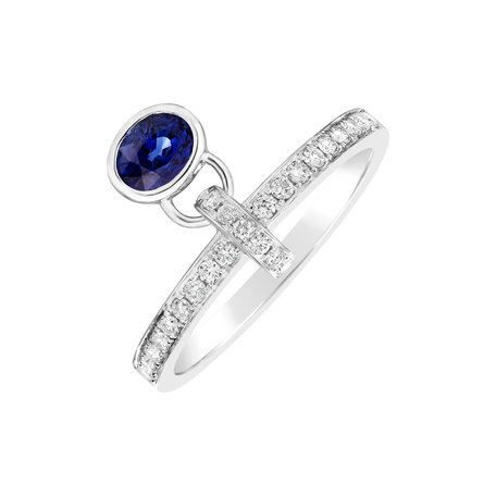 Diamond ring with Sapphire Angeline