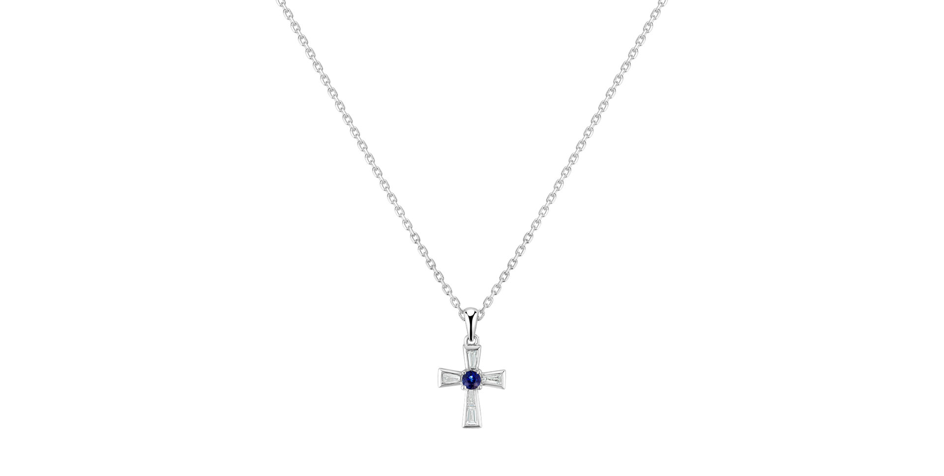 Diamond pendant with Sapphire Crossed Love