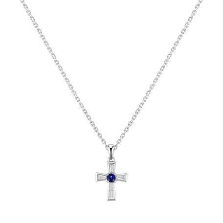 Diamond pendant with Sapphire Crossed Love