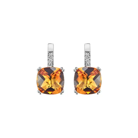 Diamond earrings with Citrine Space Romance