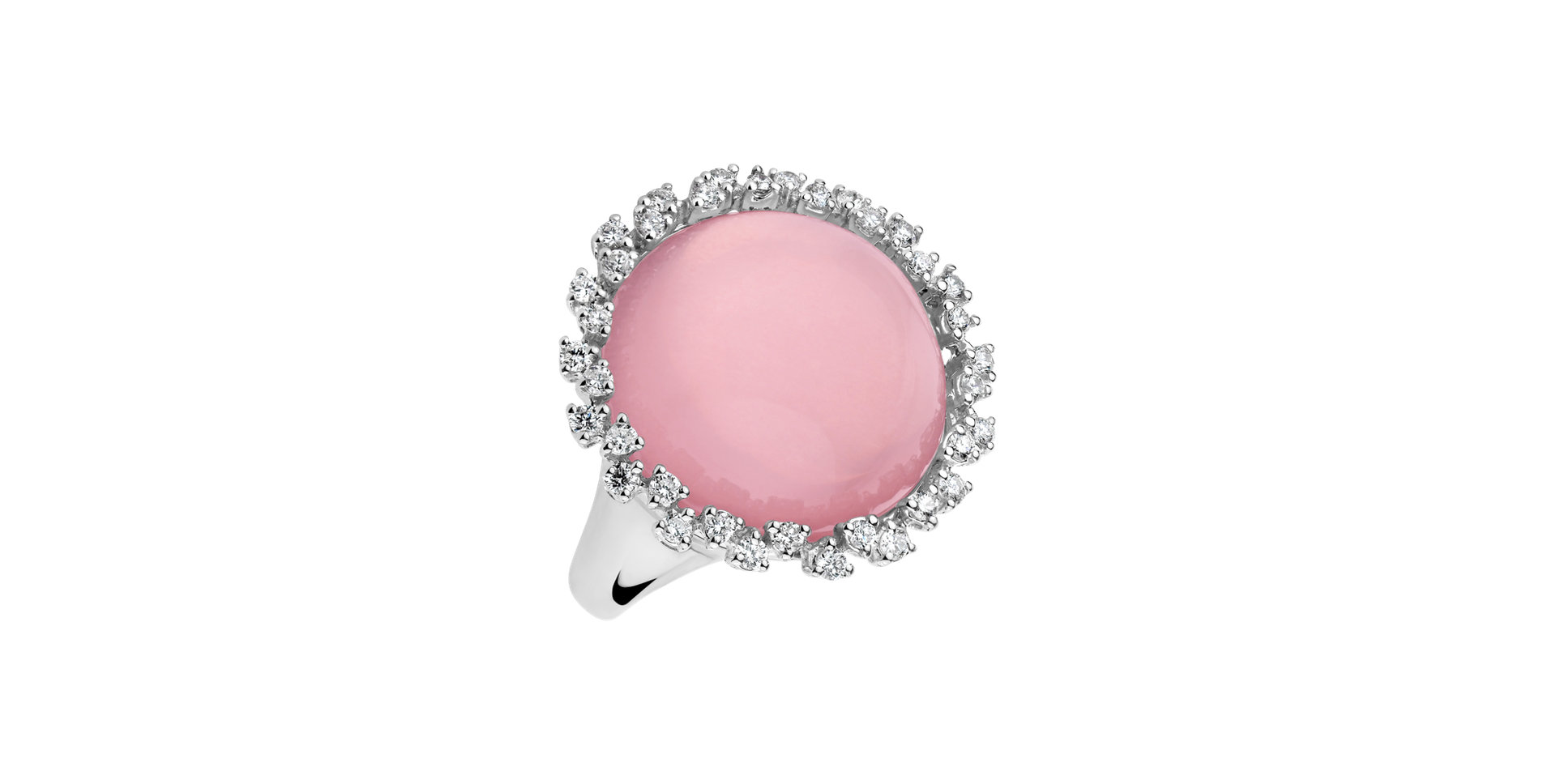 Diamond ring with Rose Quartz Kirie