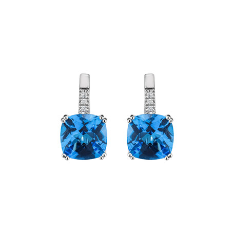 Diamond earrings with Topaz Space Romance