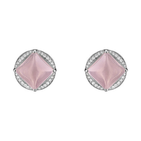 Diamond earrings with Rose Quartz Blooming Secrets