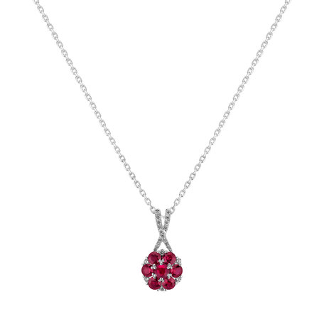 Diamond pendant with Ruby Blooming of the Dot