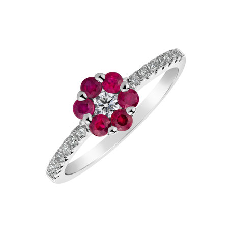 Diamond ring with Ruby Graceful Delicacy
