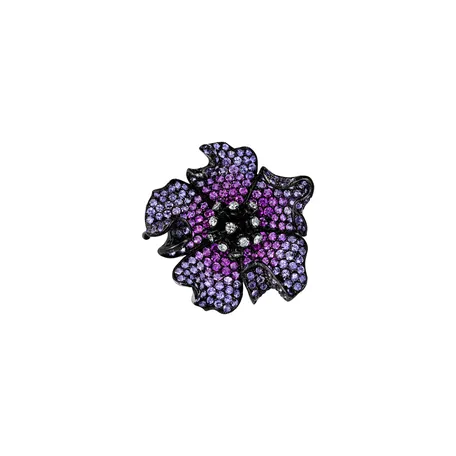 Brooch and Diamond necklace with Ruby and Sapphire Francisca
