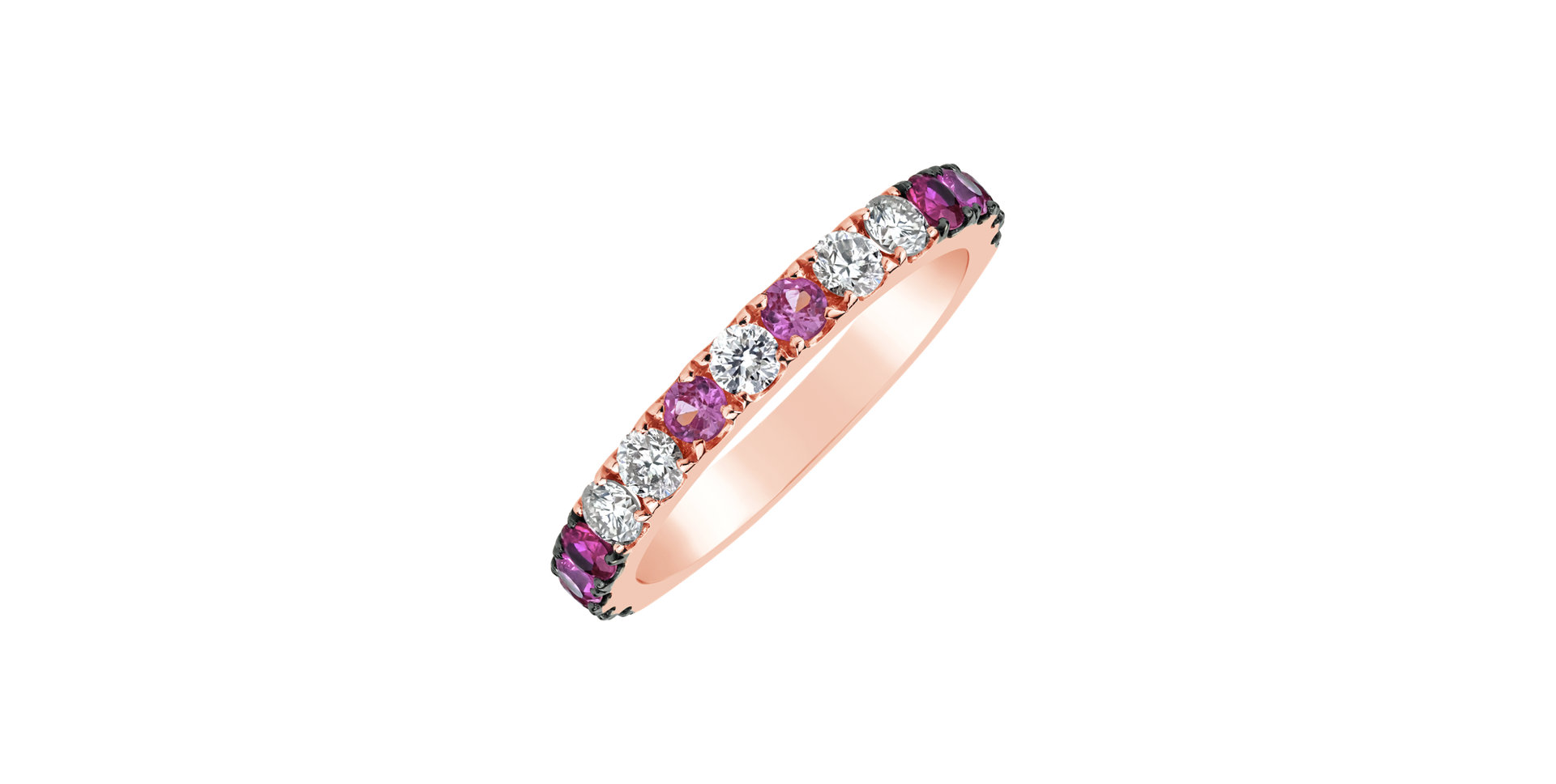 Diamond ring with Sapphires and Rubies Cherry Haze