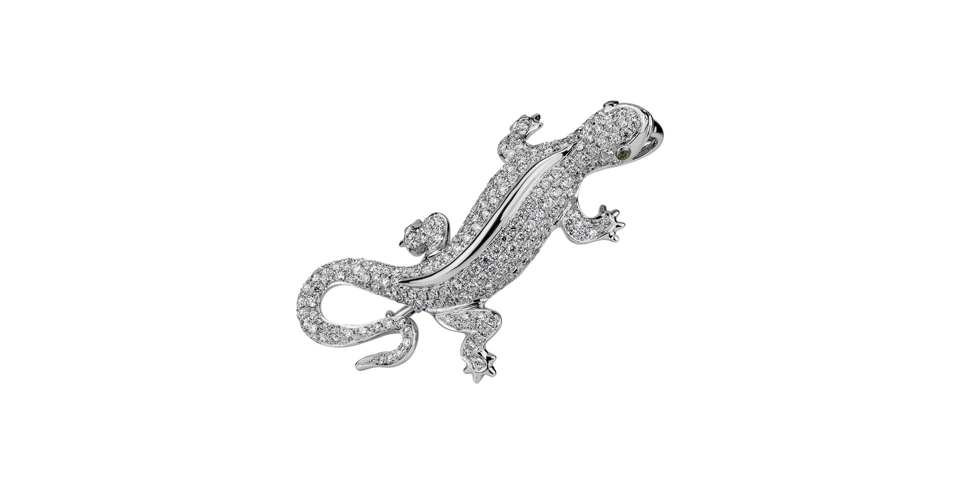 Diamond brooch and Garnet Diamond Gecko
