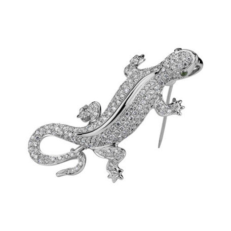 Diamond brooch and Garnet Diamond Gecko