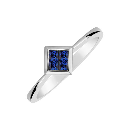 Ring with Sapphire First Rhombus