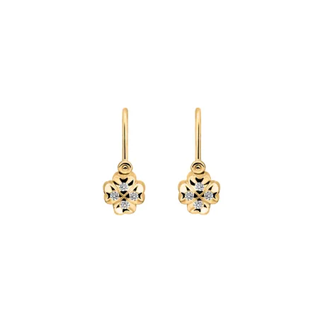 Children's diamond earrings Tiny Cloverleaf