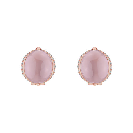 Diamond earrings with Rose Quartz Pink Passion
