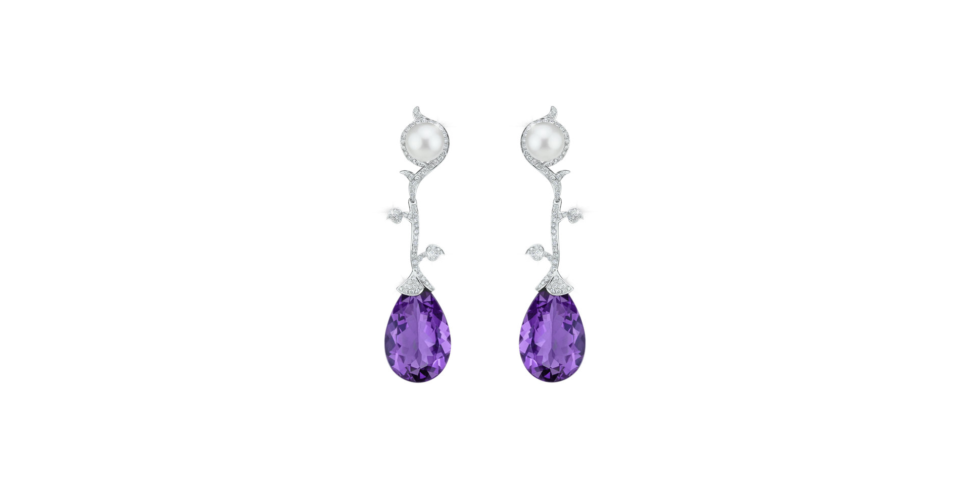 Diamond earrings with Amethyst and Pearl Nealaris