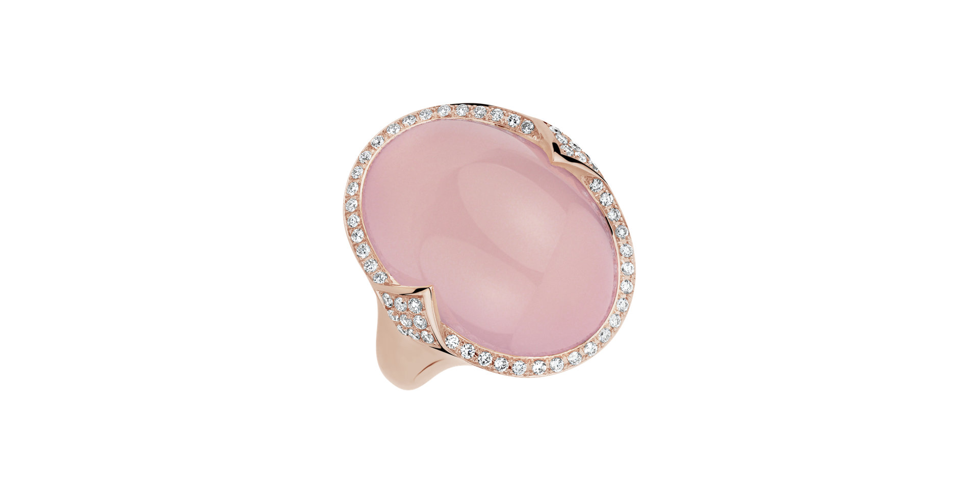 Diamond ring with Rose Quartz Venus Miracle