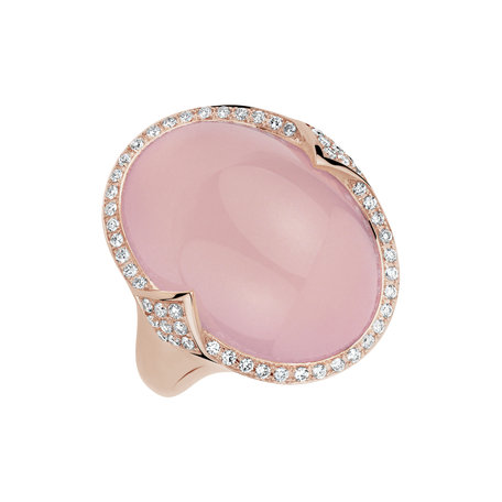 Diamond ring with Rose Quartz Venus Miracle
