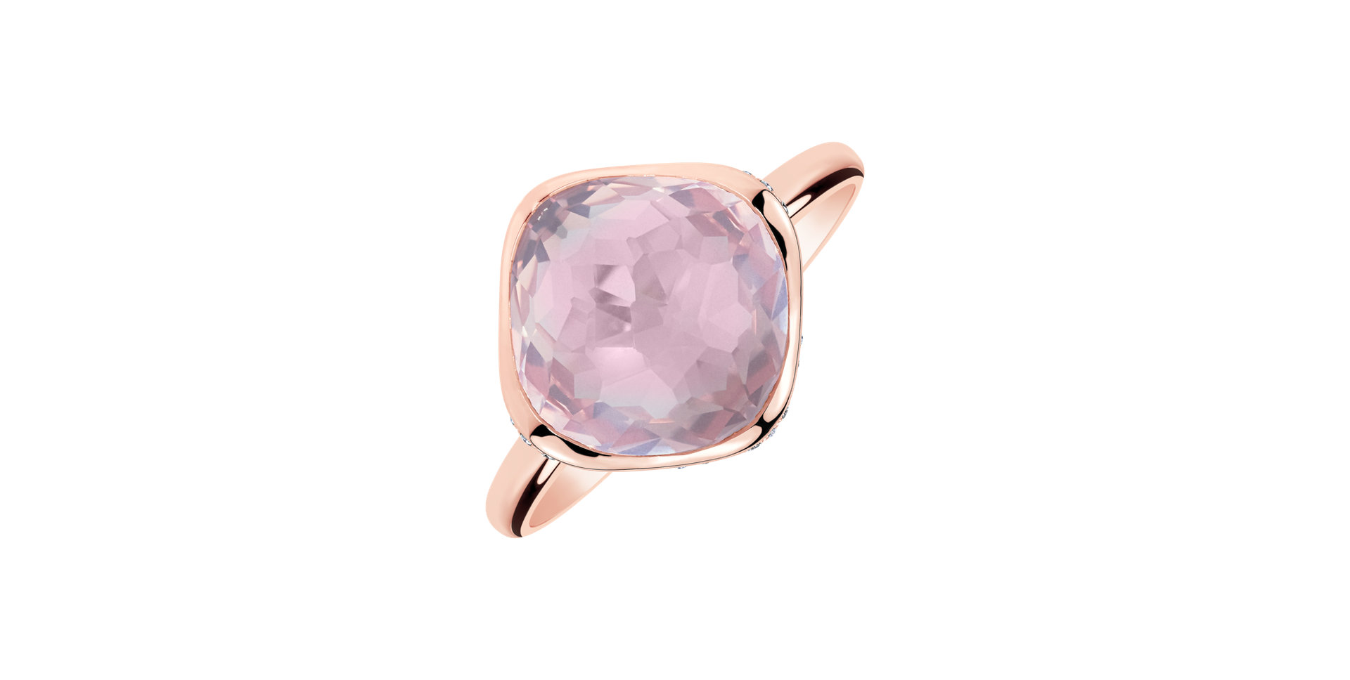 Diamond ring with Rose Quartz Rose's Whisper