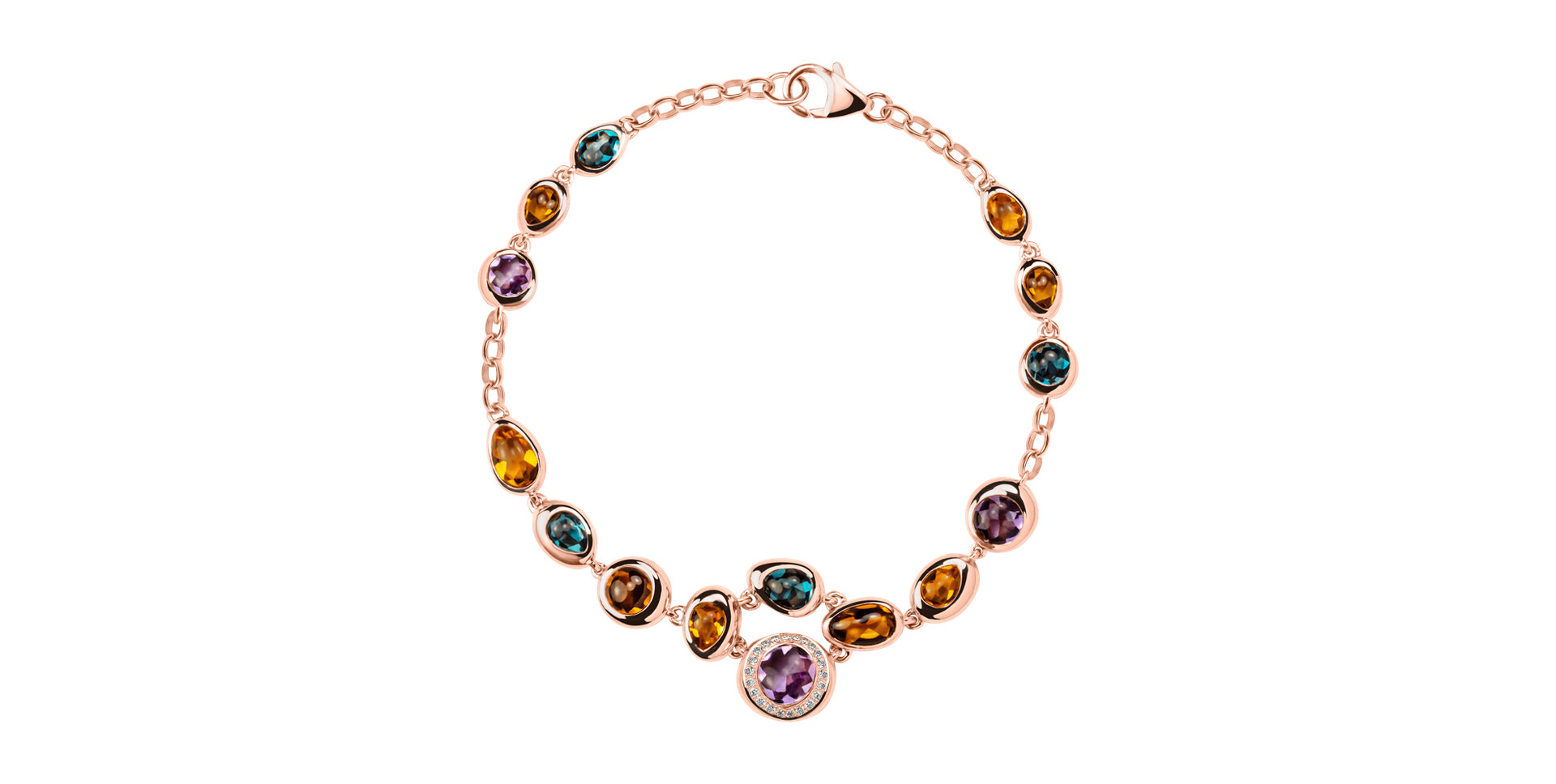 Diamond bracelet with Gems Rainbow Charm