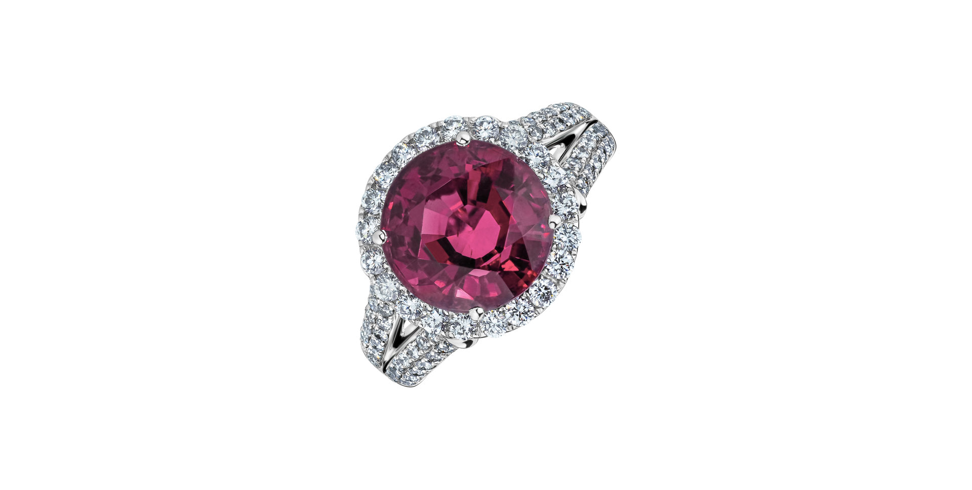 Diamond ring with Tourmaline Red Eminence