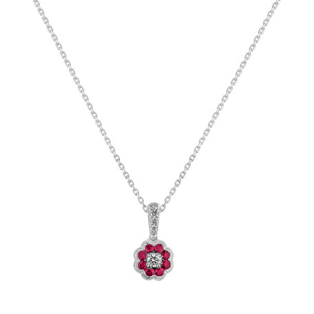 Diamond pendant with Ruby Blooming Spring