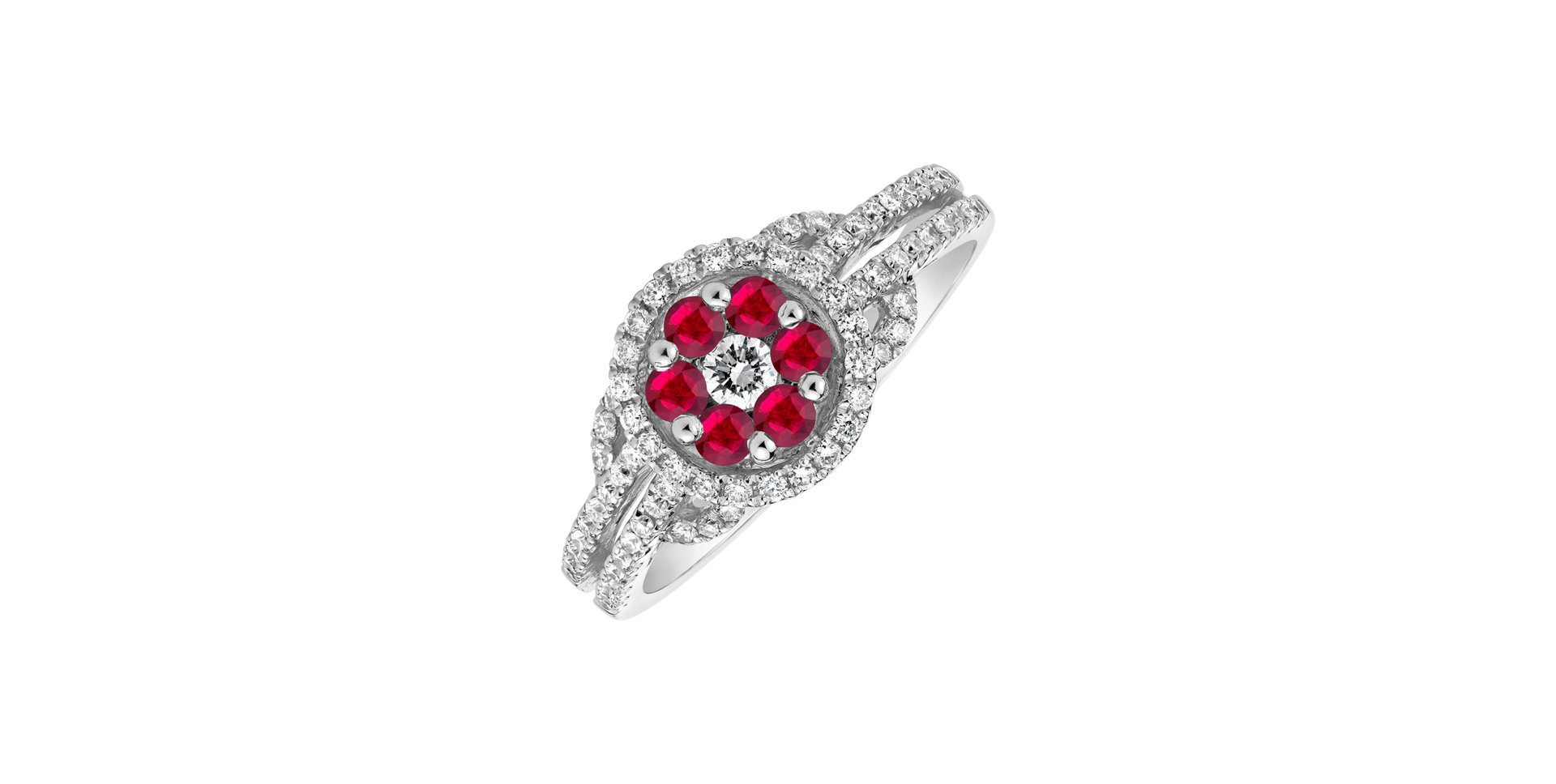 Diamond ring with Ruby Priscilla
