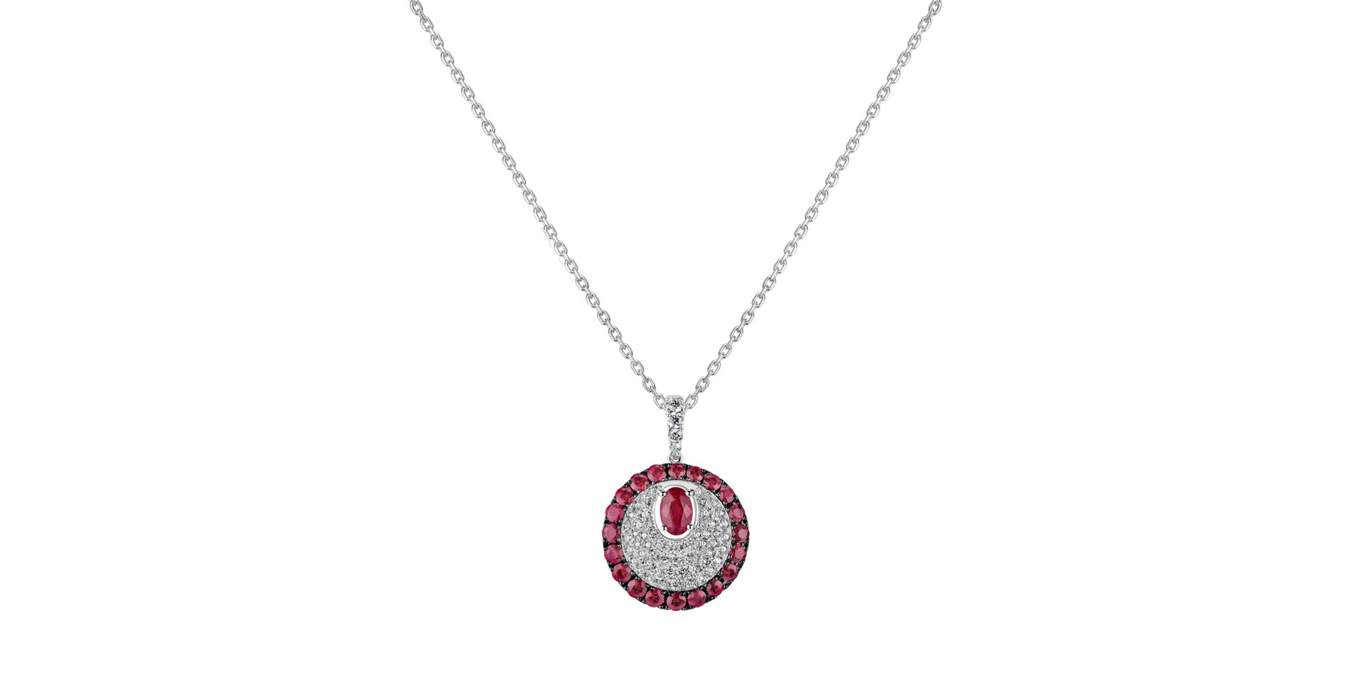 Diamond pendant with Ruby Eclipse of Devotion