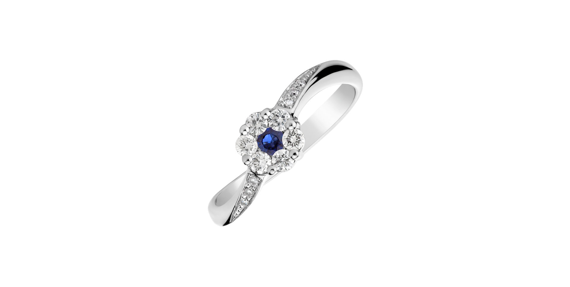 Diamond ring with Sapphire Midnight Countess