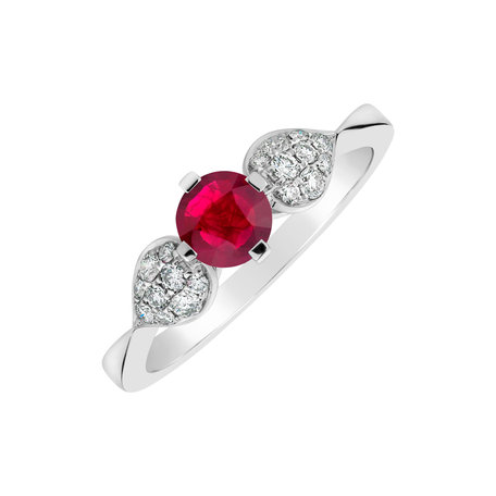 Diamond ring with Ruby Red Kiss