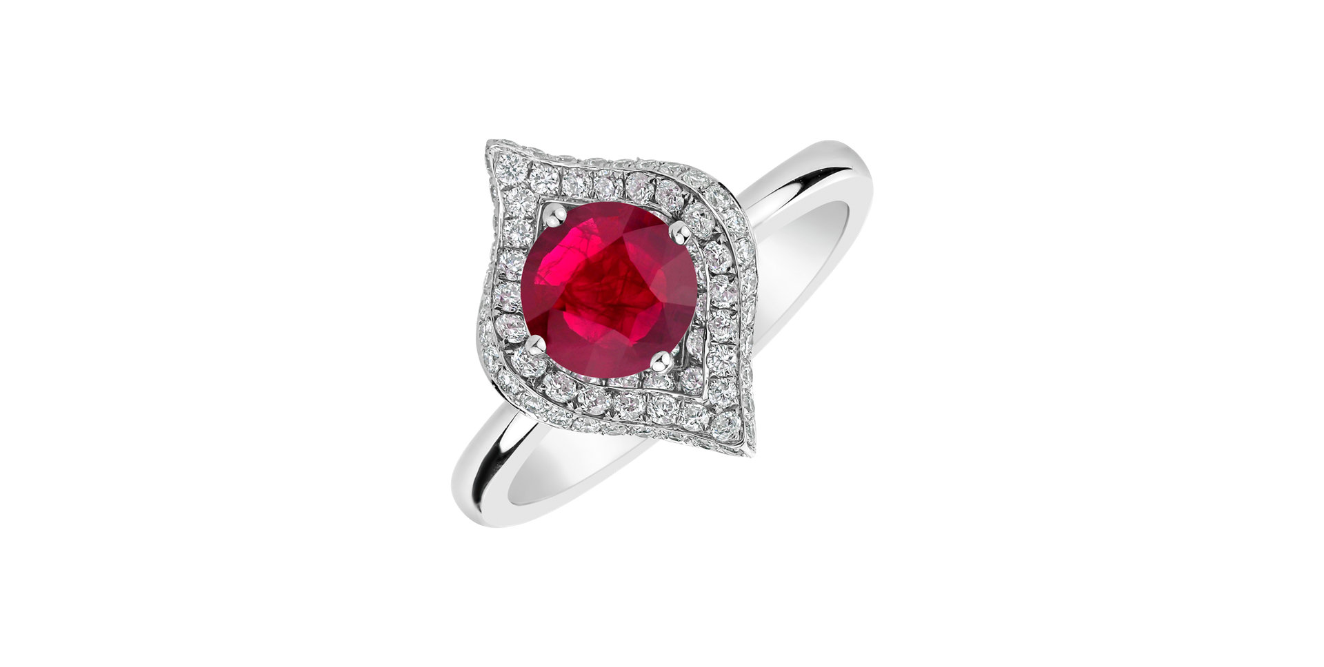 Diamond ring with Ruby Baroque Message