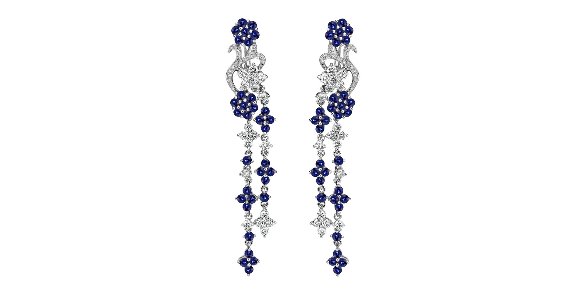 Diamond earrings and Sapphire Moonlight Flowers