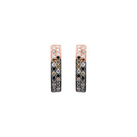 Earrings with white, brown and black diamonds Inferno Love