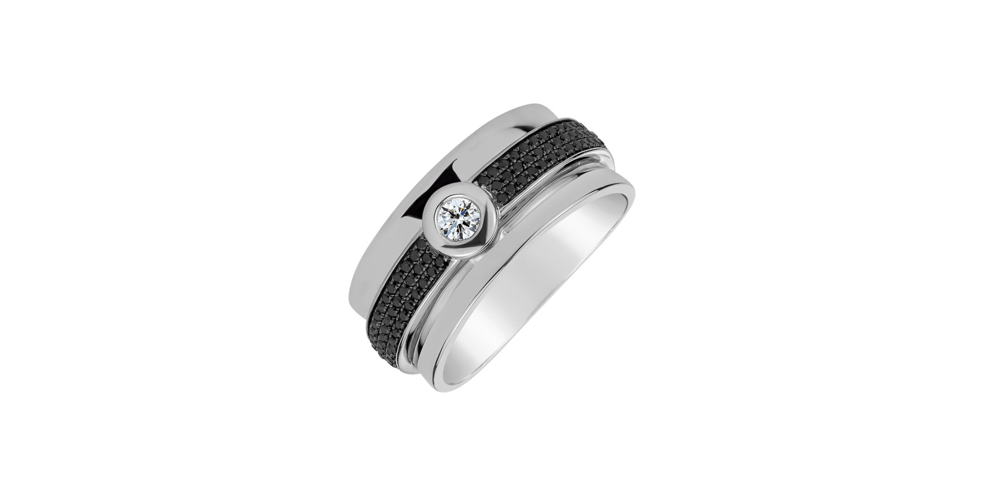 Ring with black and white diamonds Mélanie