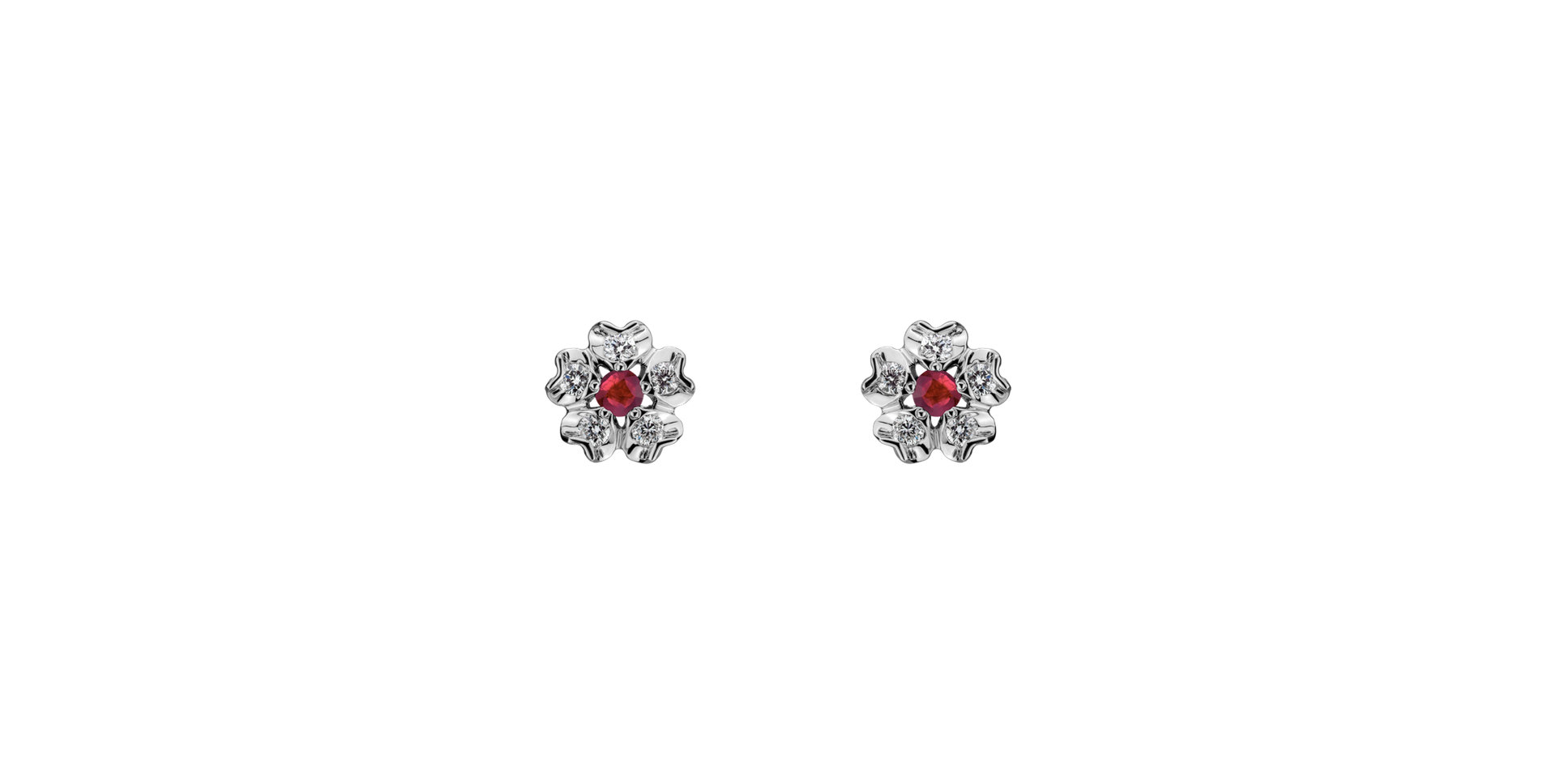 Diamond earrings with Ruby Asters