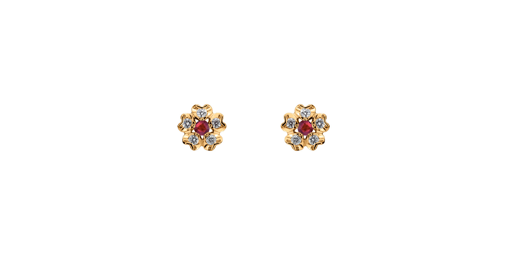 Earrings with Ruby and black diamonds Asters