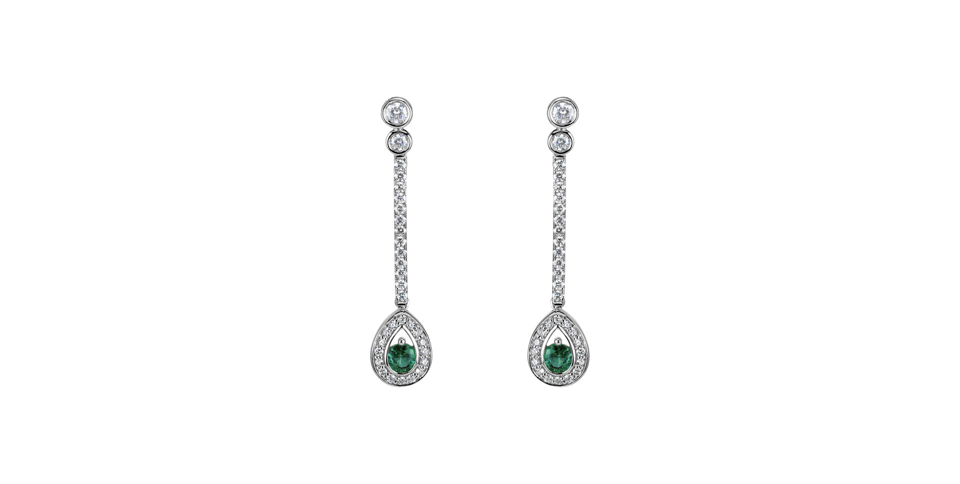 Diamond earrings with Emerald Glamour Drop