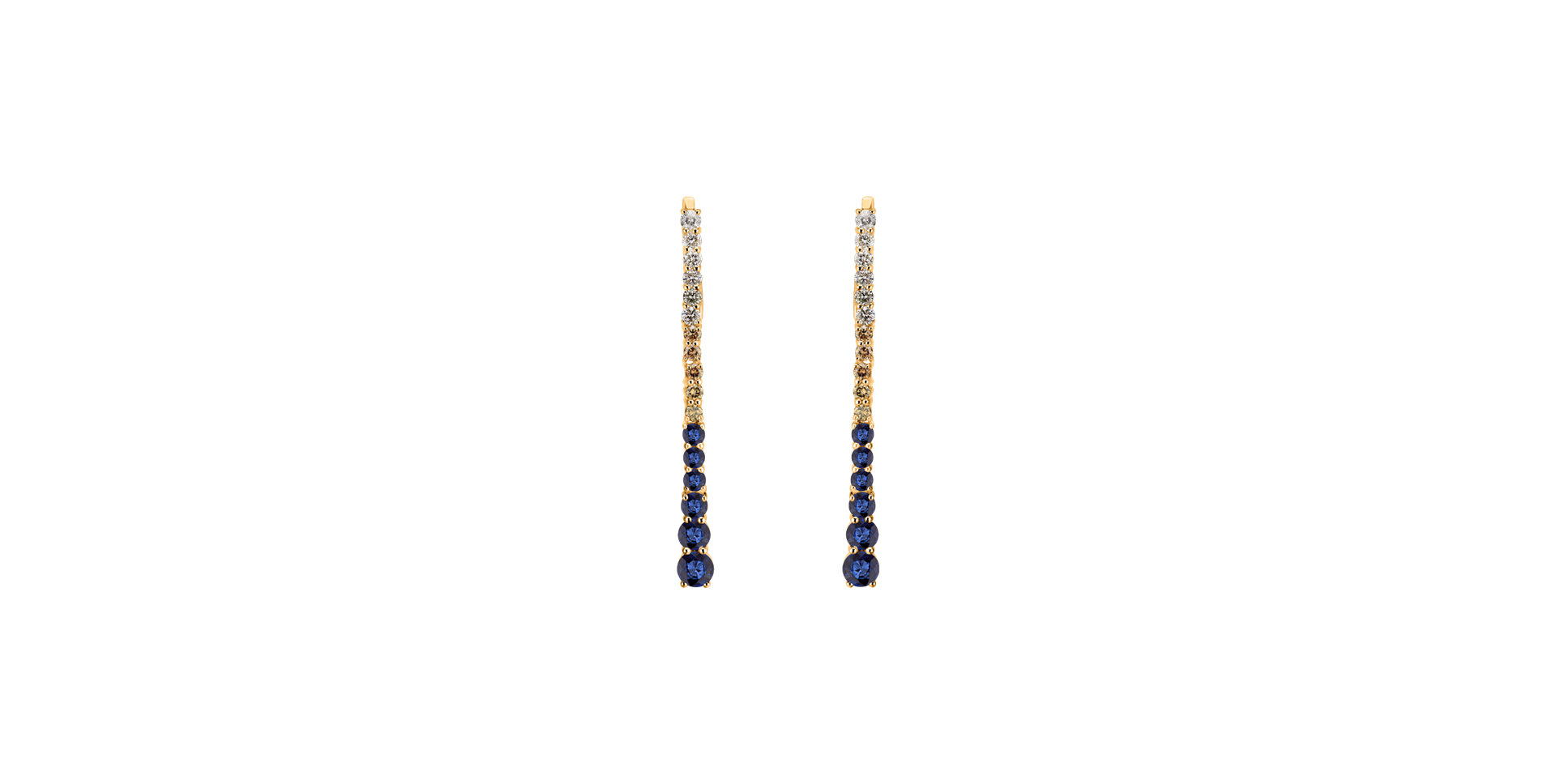 Earrings with white, brown diamonds and Sapphire Royal Vengence